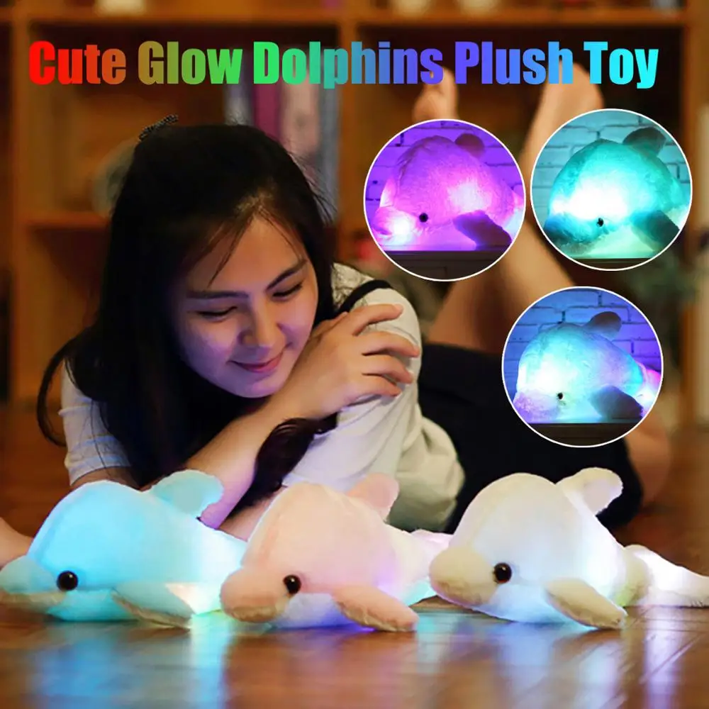 

игѬђки LED Creative Luminous Dolphin Plush Toy Doll juguetes Glowing Pillow Kids Gift мягкие Animal Toys подаѬок девђке 32CM